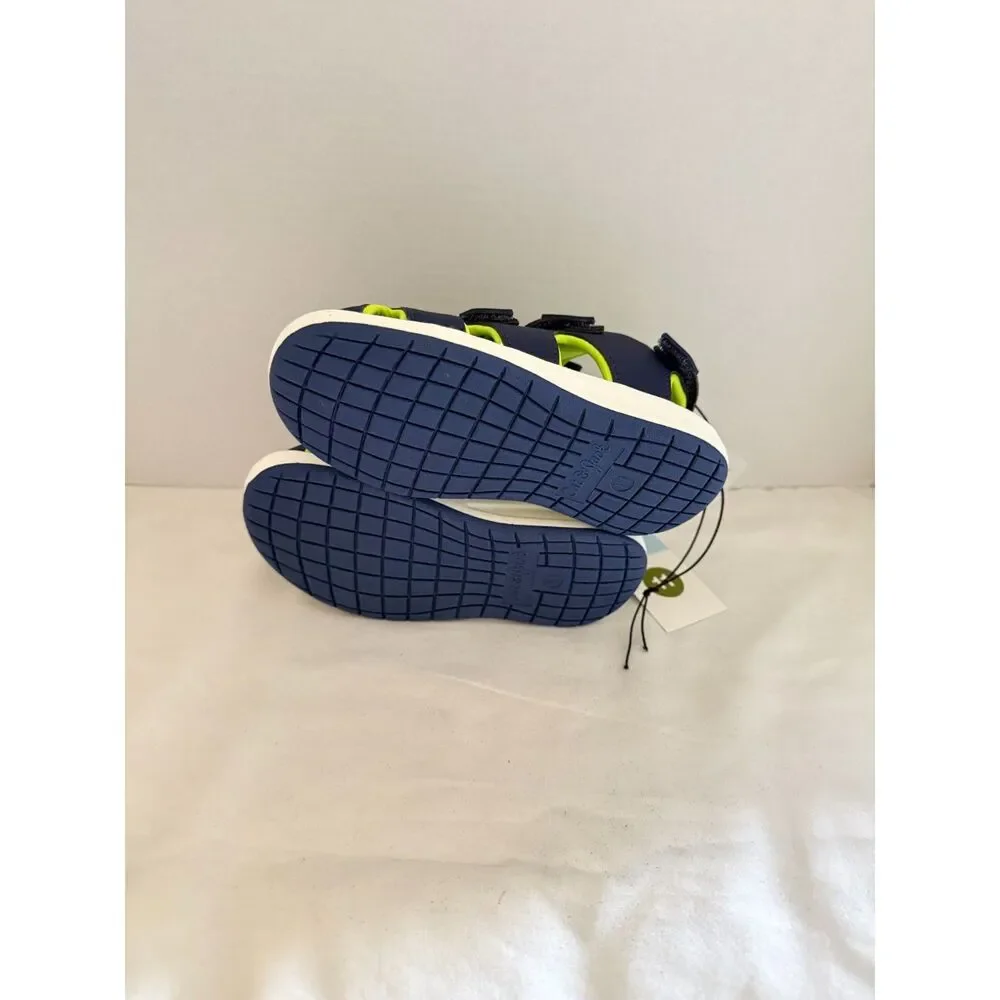 NWT Cat & Jack Boys Hank Closed Toe Play Sandals Navy Blue Lime Size 11